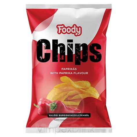 A Foody paprikás chips csomagolásának részletei
