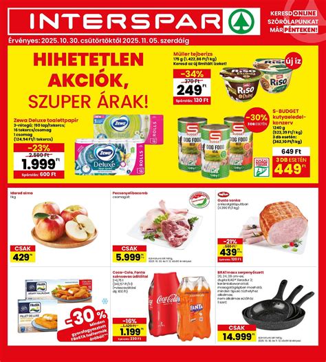 SPAR áruház polcai és a sárga-piros árcímkék vizuális megjelenítése