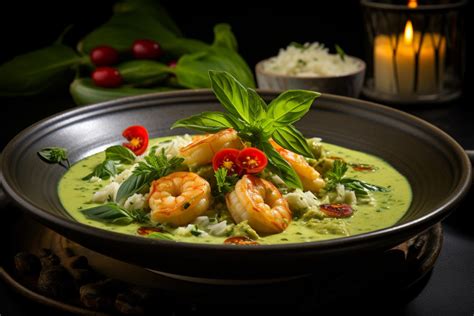 thai zöld curry tálalva rizzsel