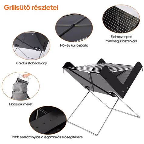 Összecsukható, hordozható grill illusztrációja strand környezetben