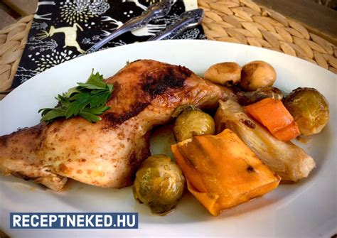 Vaslapon sült csirkecomb filé friss fűszerekkel