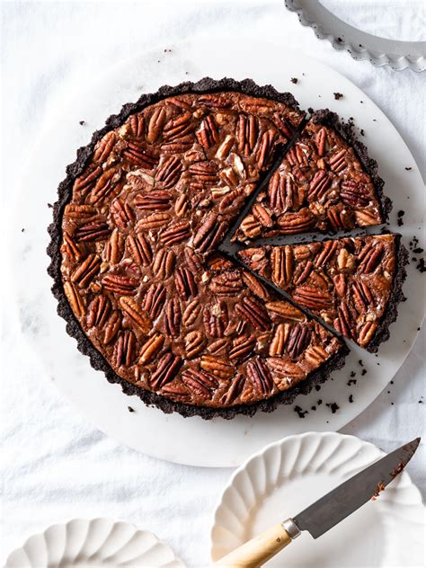 Paul A. Young's chocolate pecan tart with ganache filling and caramelised pecans on top
