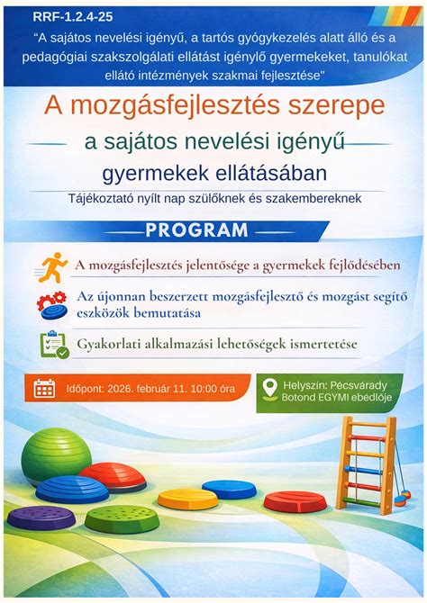 Gyermekek mozgásfejlesztő eszközökkel játszva