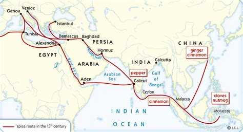 map showing spice trade routes