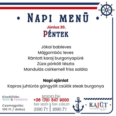 Többféle napi menü ajánlat egy gyulai étteremben