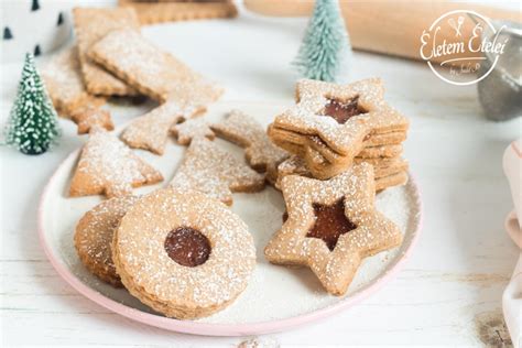 Linzer keksz csokoládé lappal
