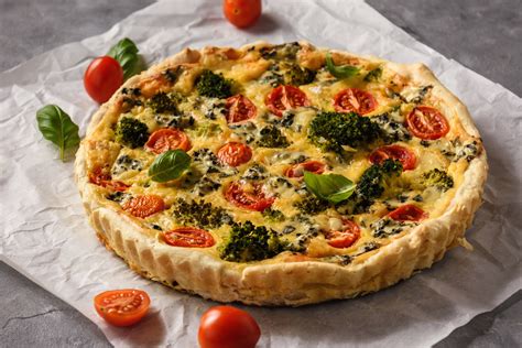 Különböző zöldségekkel teli zöldséges pite