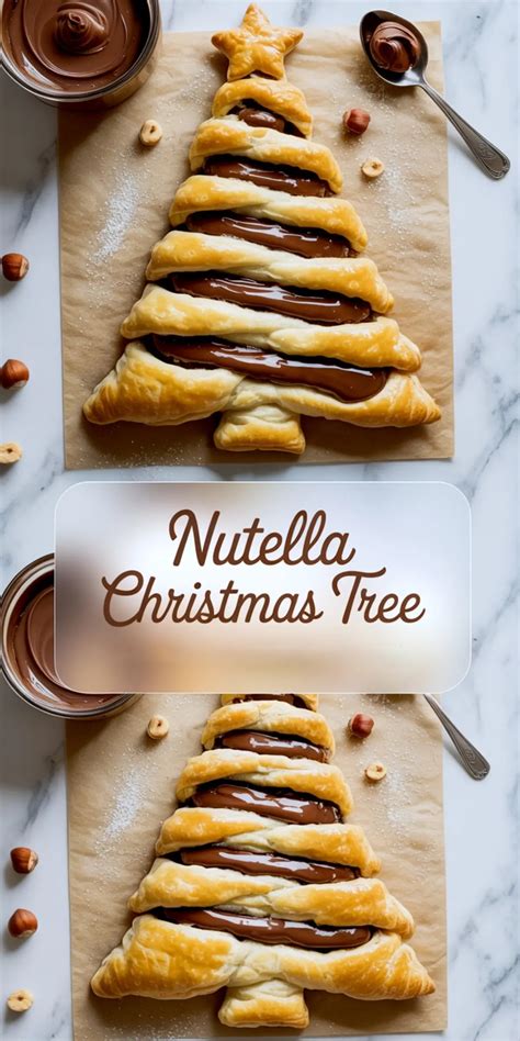 Nutella Christmas tree pastry on a serving plate