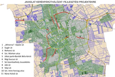 A Szombathelyi Parkerdő térképe, jelölve a büfét és a kiskertes övezetet