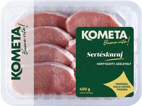 Sertéskaraj táplálkozási értékeket bemutató infografika