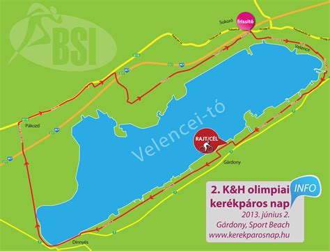 Térkép a Velencei-tó kör futóverseny útvonaláról