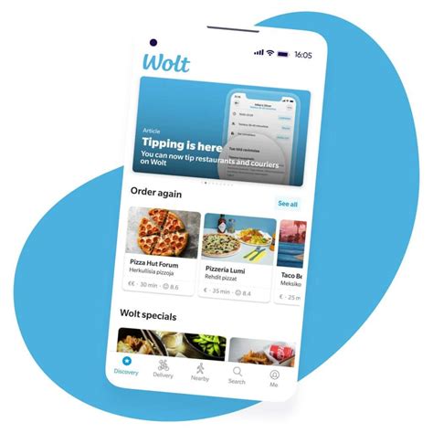 Wolt app felület pizza rendeléssel