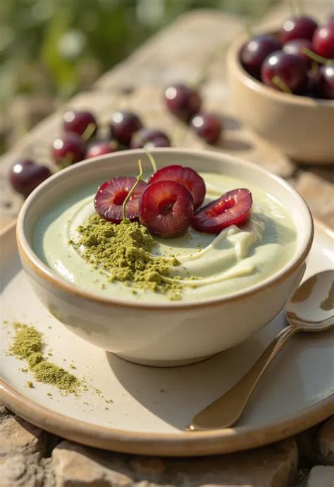 Zöld tea levelek és egy tál joghurt