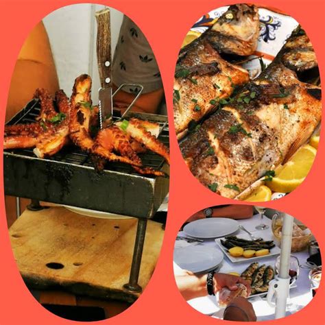 Különböző grillezett halak válogatása