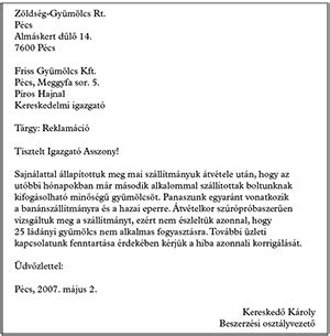 Hivatalos levél befejezés