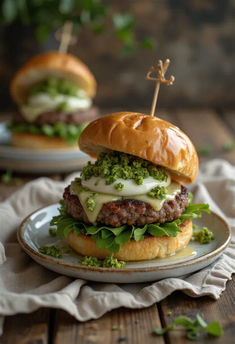 Olasz stílusú hamburger ciabattában, parmezános csirkemellel és pestóval