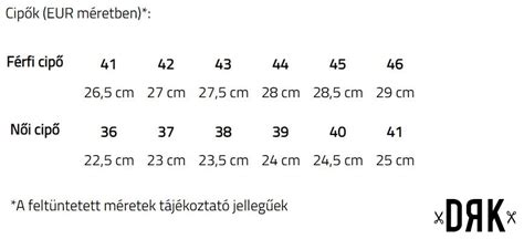 Súlyemelő cipő mérettáblázat illusztráció