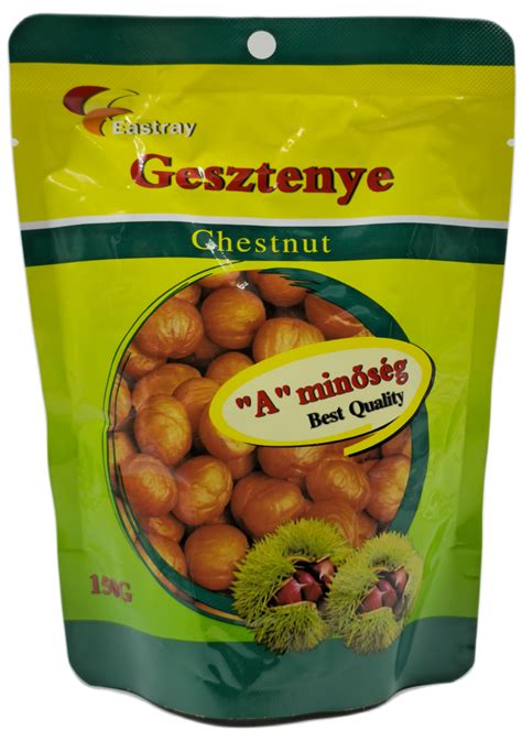 Főtt, hámozott gesztenye csomagolásban