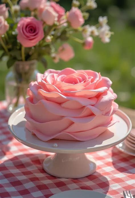 Rózsa alakú torta fondant díszítéssel
