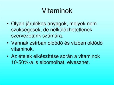 Vitaminok szerepe az emberi szervezetben