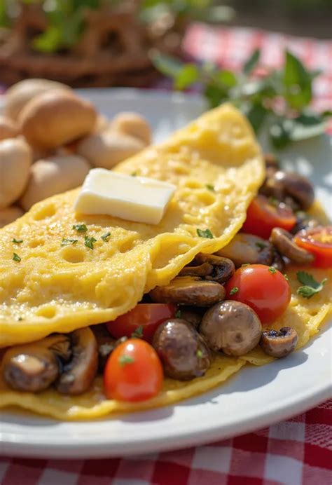 Tálalt mediterrán omlett paradicsommal és friss fűszerekkel