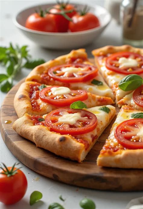 Nápolyi pizza paradicsommal, mozzarellával és bazsalikommal