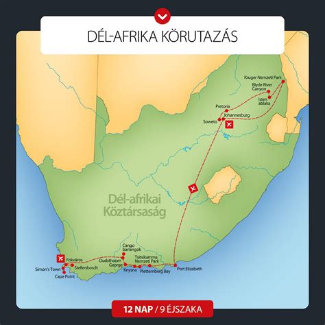 Térkép: Afrika felé tartó repülőút