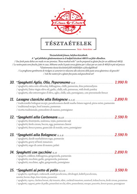 Olasz étlap felépítése