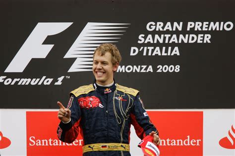 Sebastian Vettel győztesként a 2008-as Olasz Nagydíjon