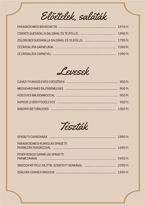 Minta étlap borító