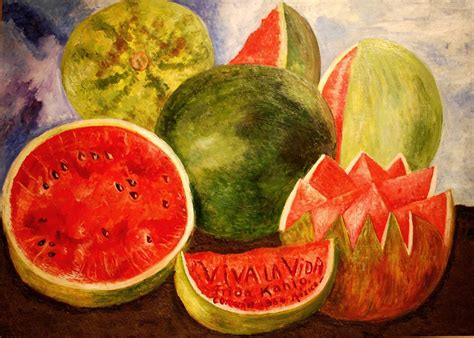 Frida Kahlo Viva la Vida című művének részlete, görögdinnyékkel