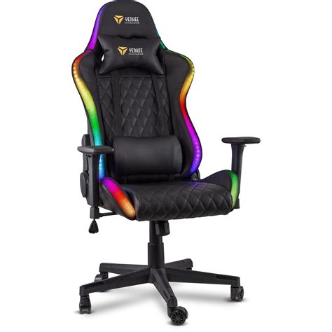 Gamer szék RGB világítással és lábtámasztékkal