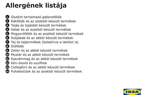 Élelmiszer-allergének táblázat