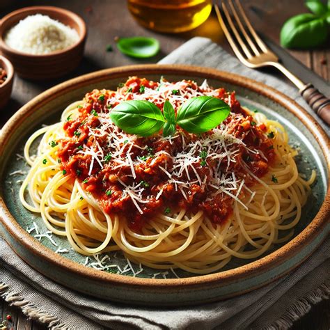 Tányér teljes kiőrlésű tönköly spagetti friss paradicsomszósszal és bazsalikommal