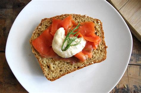 Gluten-free bread with smoked salmon