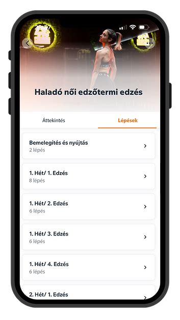fitnesz applikáció felület