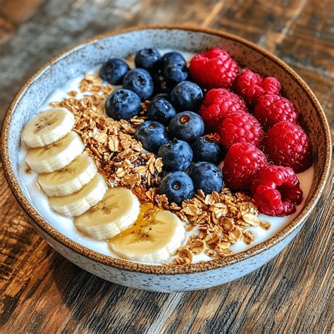 Granola tál növényi joghurttal és gyümölcsökkel