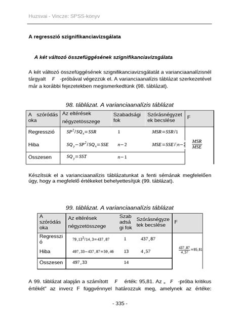 Példa ANOVA kimeneti táblázatra, kiemelve az F-értéket és a Pr(>F) szignifikancia szintet