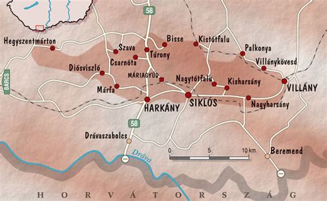 Villányi borvidék térképe látványosságokkal