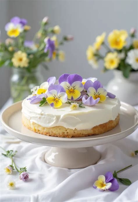 Torta ehető virágokkal díszítve
