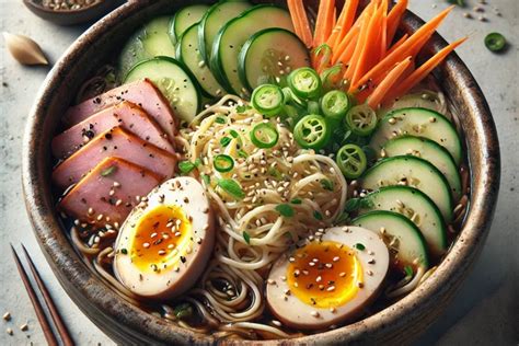 Tál ramen zöldségekkel és tojással