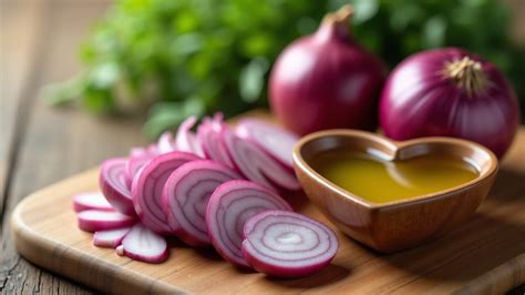 Lilahagyma karikák és zöldpaprika a tálaláshoz