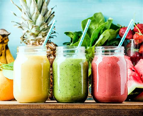 various colourful smoothies