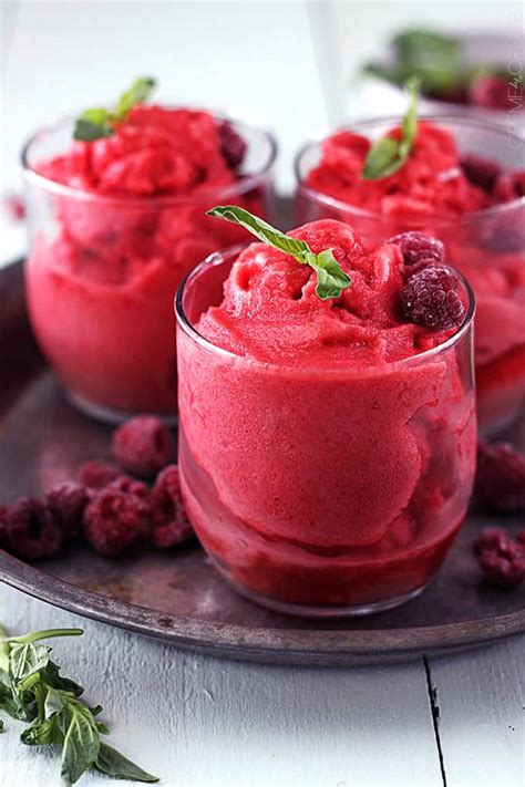 raspberry sorbet in a glass bowl