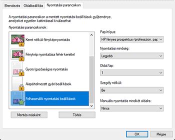Nyomtatási beállítások menüpont a lapfordítási opciókkal