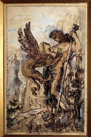 Gustave Moreau: Oidipusz és a Szfinx; 1864