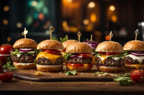 Variety of burgers