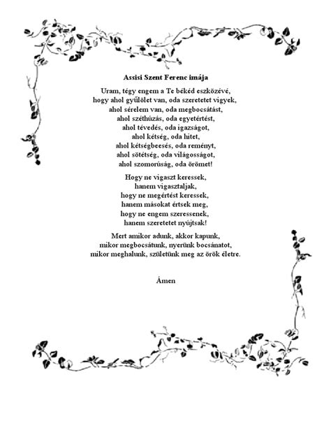 Szent Ferenc imája