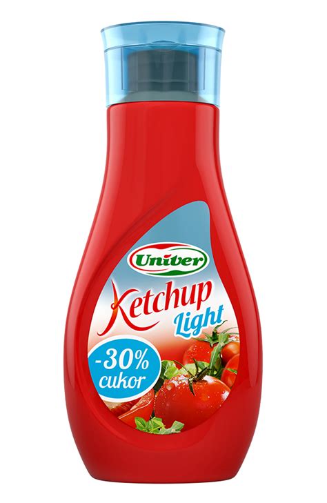 Univer Light ketchup packaging with certifications