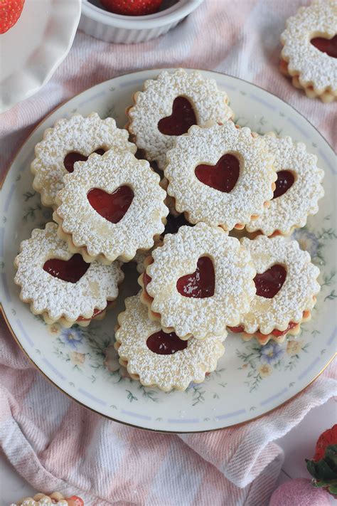 Soft, aged linzer cookie cross-section